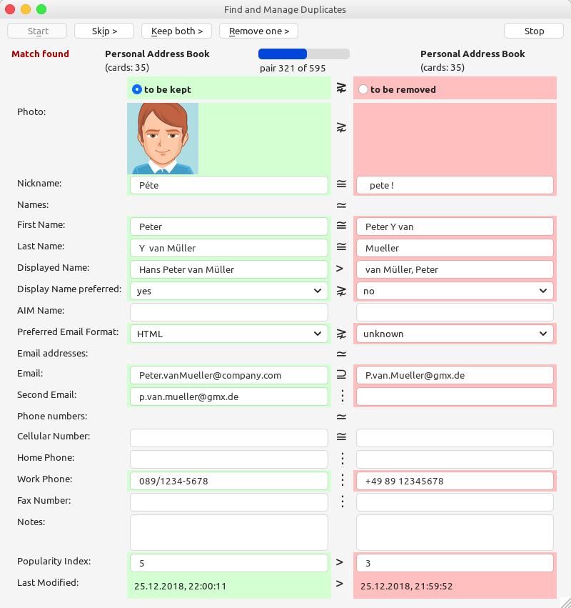 [Screenshot of comparison window showing two matching cards]